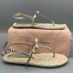 NEW Stuart Weitzman Women’s Felicity Espadrille Sandals Gold Size 6B